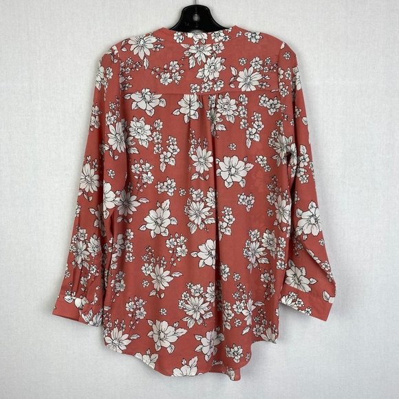 ALFRED SUNG Floral Print Sheer Collarless Shirt - Picture 8 of 8